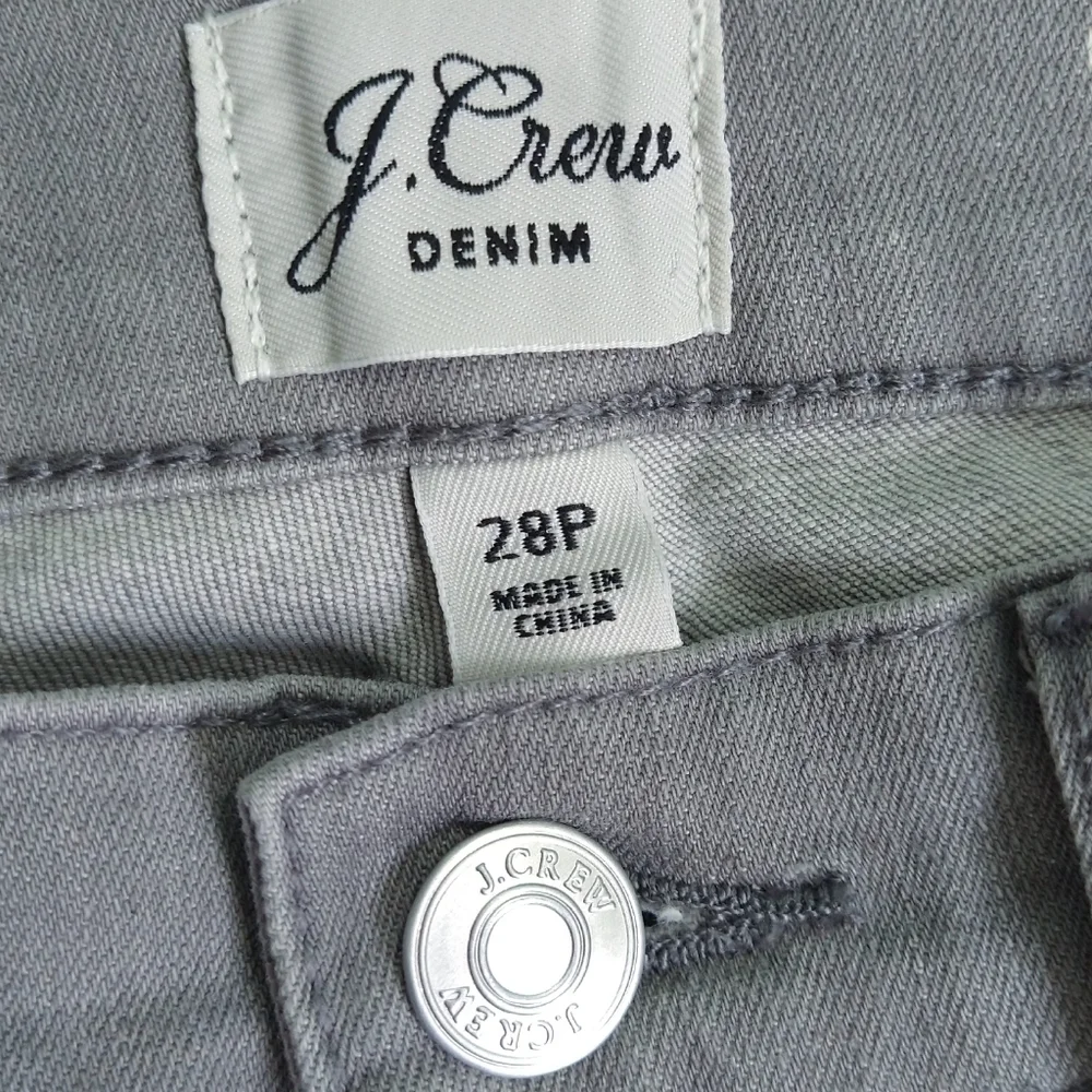 J. Crew Gray White Polka Dot Vintage Straight Ankle Jeans AB288 PETITE